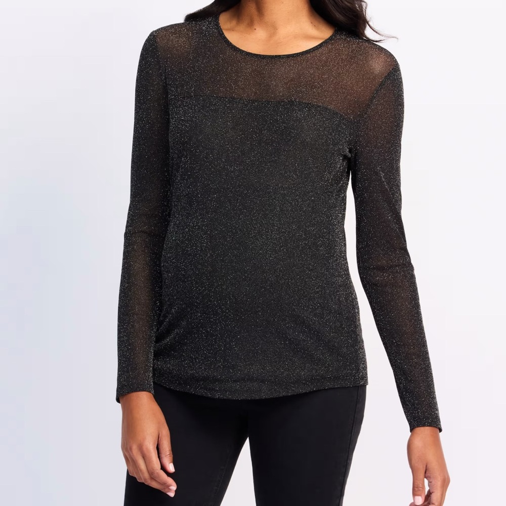 LES SEREIN
Eryn Maternity Mesh Trim Knit Top